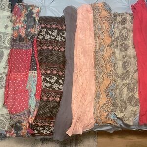 Lot of infinity scarves; 8 total both solid and print